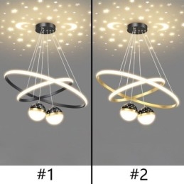Suspension moderne en fer forgé et silicone avec anneau double