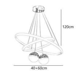 Suspension moderne en fer forgé et silicone avec anneau double