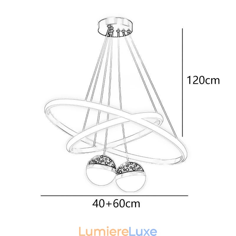 Suspension moderne en fer forgé et silicone avec anneau double