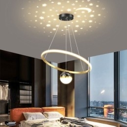 Suspension moderne simple en fer forgé et silicone avec anneau unique