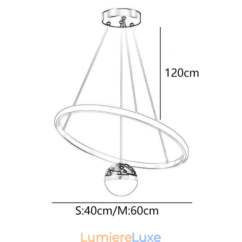 Suspension moderne simple en fer forgé et silicone avec anneau unique