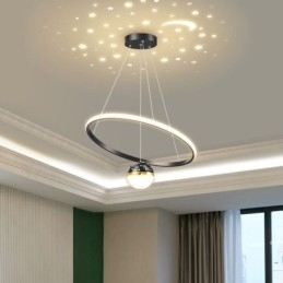 Suspension moderne simple en fer forgé et silicone avec anneau unique