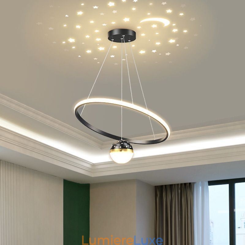 Suspension moderne simple en fer forgé et silicone avec anneau unique