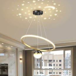 Suspension moderne simple en fer forgé et silicone avec anneau unique