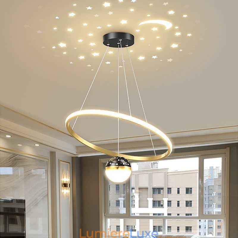 Suspension moderne simple en fer forgé et silicone avec anneau unique