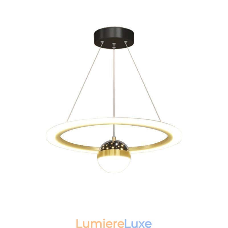 Suspension minimaliste en fer forgé et acrylique avec anneau en forme d'étoile