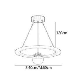 Suspension minimaliste en fer forgé et acrylique avec anneau en forme d'étoile