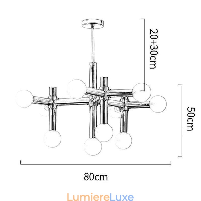 Suspension simple en fer forgé Magic Beans Molecule Plafonnier
