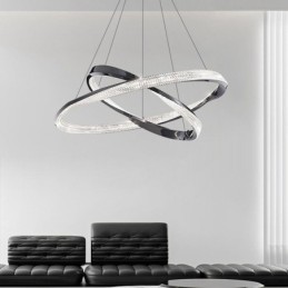 Suspension en fer forgé et acrylique avec anneau double cercle