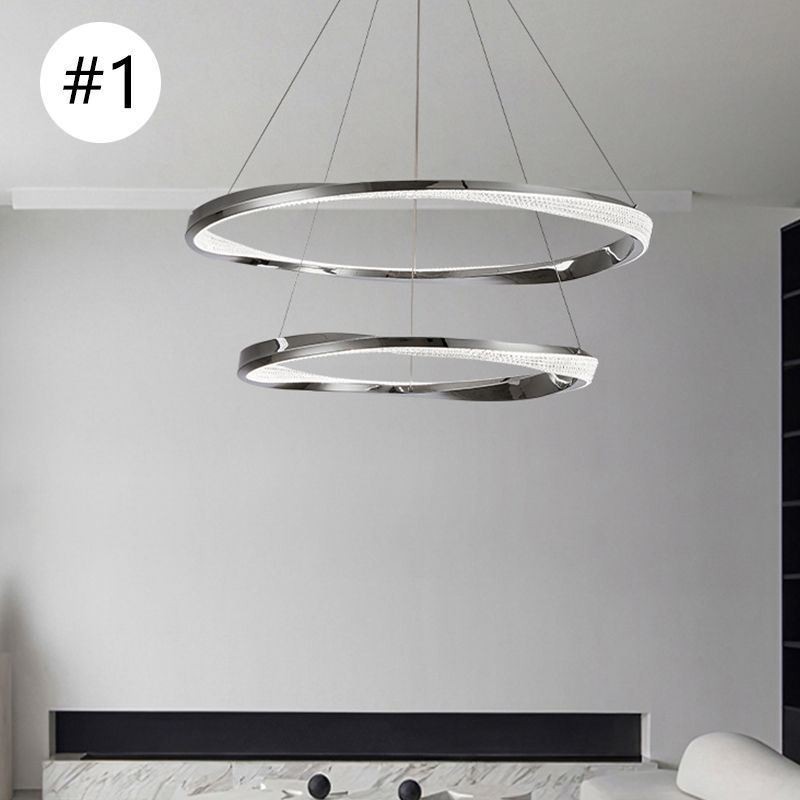 Suspension en fer forgé et acrylique avec anneau double cercle