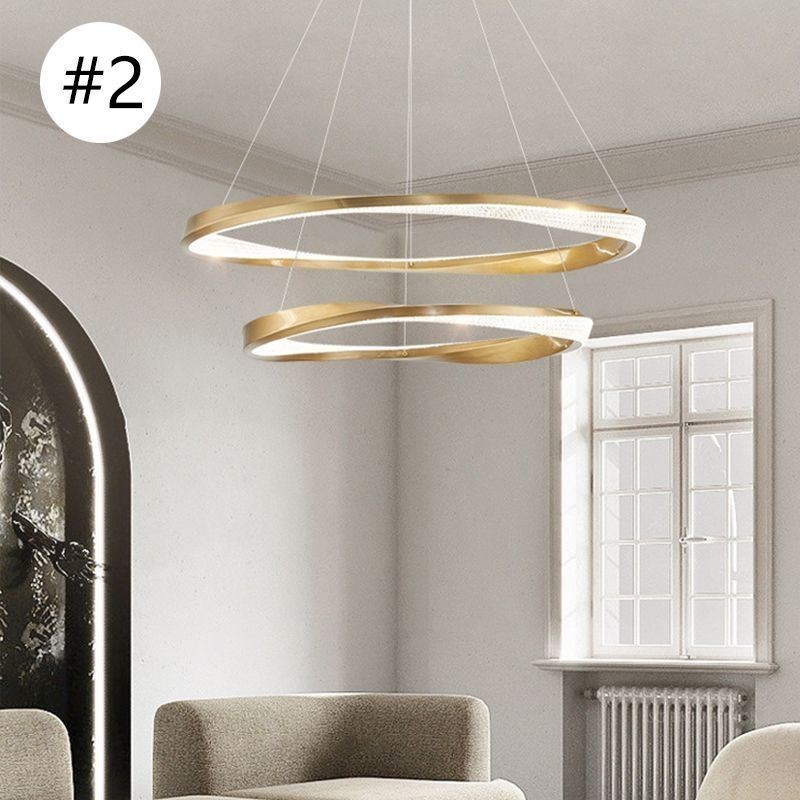 Suspension en fer forgé et acrylique avec anneau double cercle