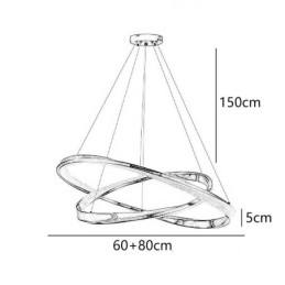 Suspension en fer forgé et acrylique avec anneau double cercle