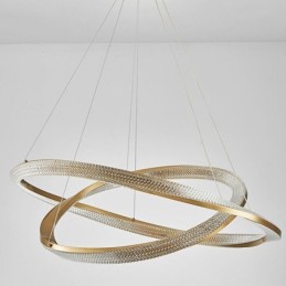 Suspension en fer forgé et acrylique avec anneau double cercle