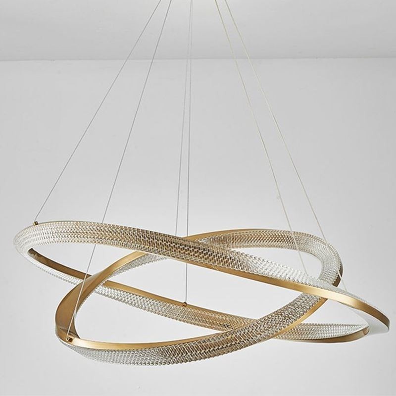 Suspension en fer forgé et acrylique avec anneau double cercle