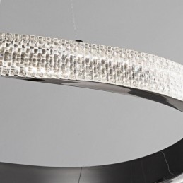 Suspension en fer forgé et acrylique avec anneau double cercle