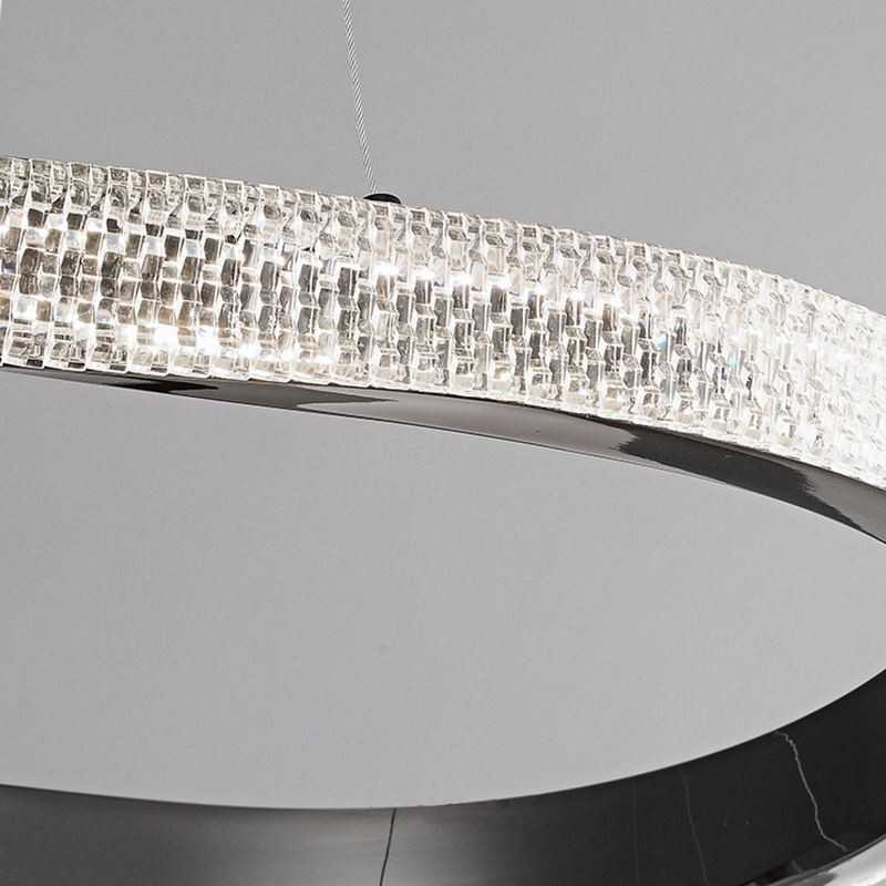 Suspension en fer forgé et acrylique avec anneau double cercle