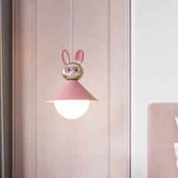 Suspension moderne minimaliste G9 en fer forgé et résine motif lapin et veau