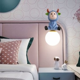 Suspension moderne minimaliste G9 en fer forgé et résine motif lapin et veau