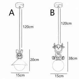 Suspension moderne minimaliste G9 en fer forgé et résine motif lapin et veau