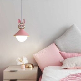 Suspension moderne minimaliste G9 en fer forgé et résine motif lapin et veau