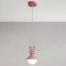 Suspension moderne minimaliste G9 en fer forgé et résine motif lapin et veau
