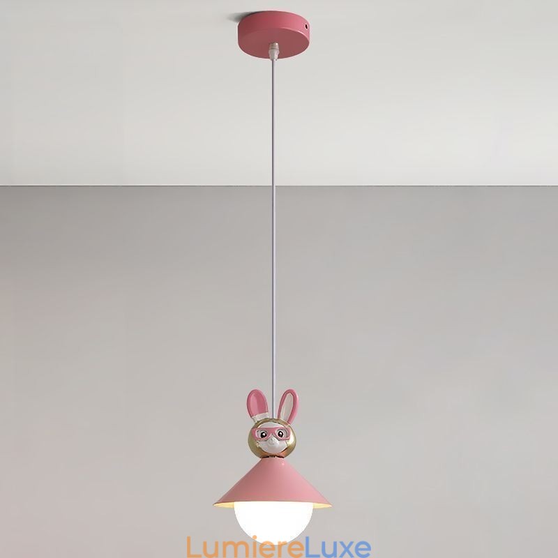 Suspension moderne minimaliste G9 en fer forgé et résine motif lapin et veau