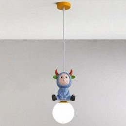 Suspension moderne minimaliste G9 en fer forgé et résine motif lapin et veau