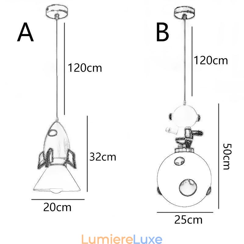 Suspension minimaliste en fer forgé Moon Landing Petit plafonnier