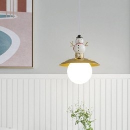 Suspension moderne simple G9 en fer forgé et résine, style bonhomme de neige