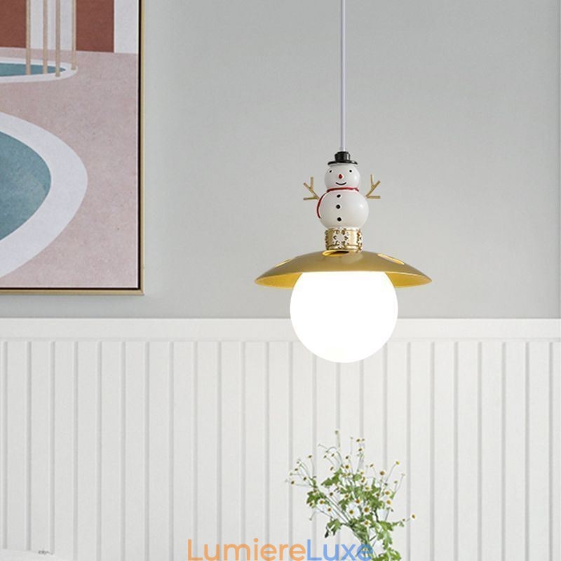 Suspension moderne simple G9 en fer forgé et résine, style bonhomme de neige