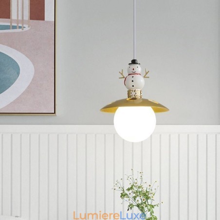 Suspension moderne simple G9 en fer forgé et résine, style bonhomme de neige Suspension moderne simple G9 en fer forgé et résine, style bonhomme de neige
