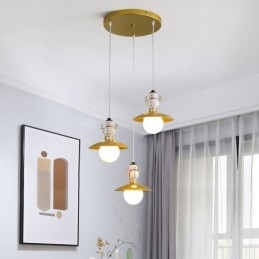 Suspension moderne simple G9 en fer forgé et résine, style bonhomme de neige