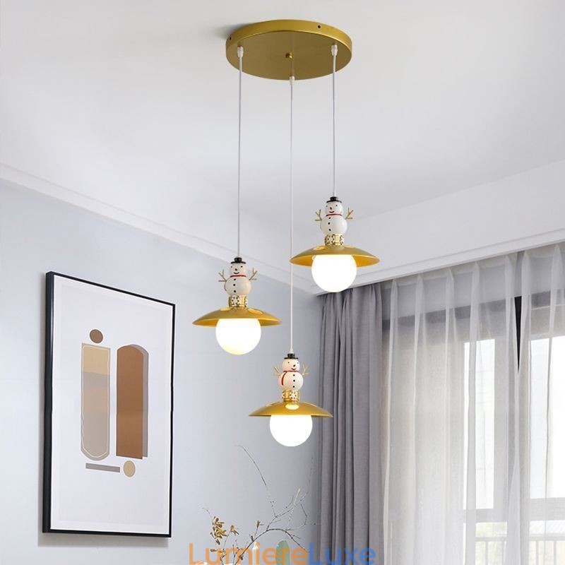 Suspension moderne simple G9 en fer forgé et résine, style bonhomme de neige