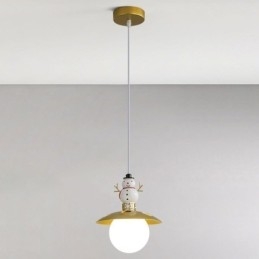 Suspension moderne simple G9 en fer forgé et résine, style bonhomme de neige