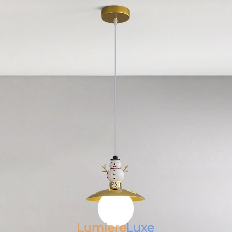 Suspension moderne simple G9 en fer forgé et résine, style bonhomme de neige