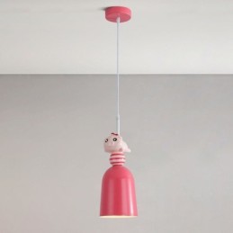 Suspension moderne en fer forgé et résine rose en forme de cochon