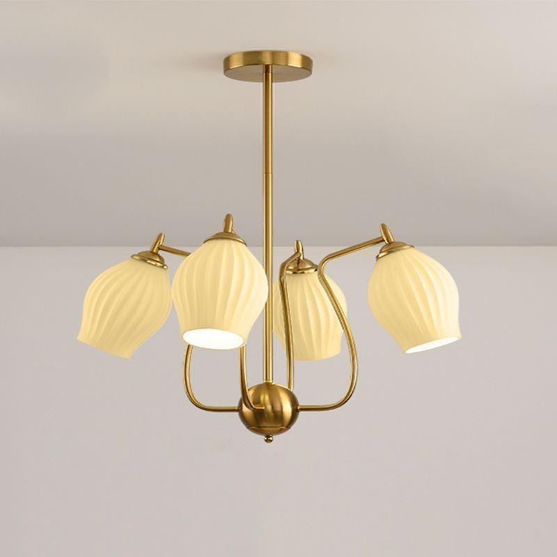Suspension nordique créative en fer forgé et cuivre, couleur naturelle, luminaire de plafond en étamine