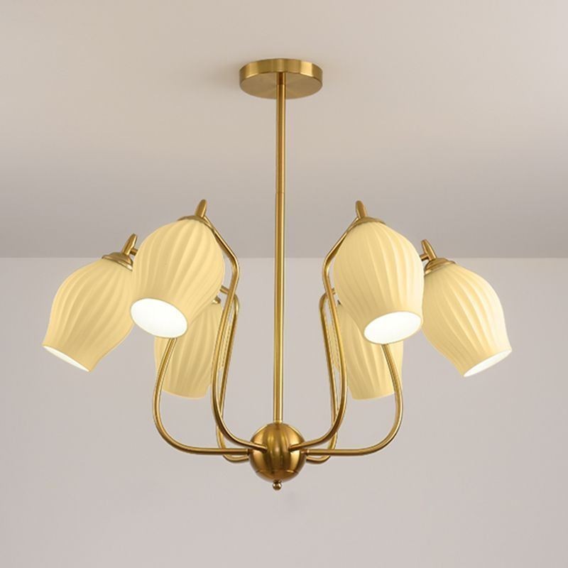Suspension nordique créative en fer forgé et cuivre, couleur naturelle, luminaire de plafond en étamine