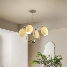 Suspension nordique créative en fer forgé et nickel sable, luminaire décoratif de plafond en forme d'étamine florale