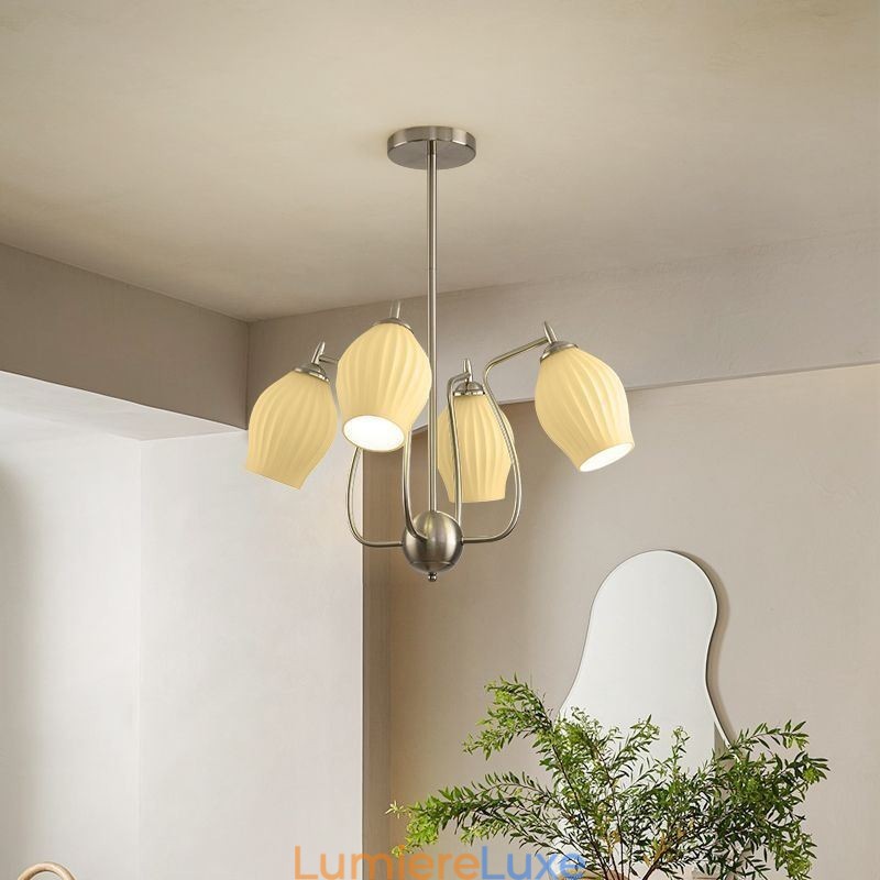Suspension nordique créative en fer forgé et nickel sable, luminaire décoratif de plafond en forme d'étamine florale
