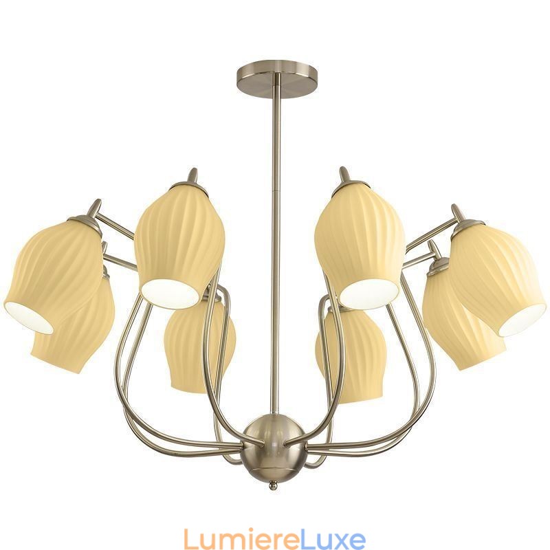 Suspension nordique créative en fer forgé et nickel sable, luminaire décoratif de plafond en forme d'étamine florale