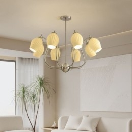 Suspension nordique créative en fer forgé et nickel sable, luminaire décoratif de plafond en forme d'étamine florale