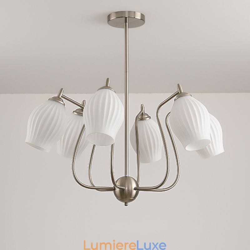Suspension nordique créative en fer forgé et nickel sable, luminaire décoratif de plafond en forme d'étamine florale