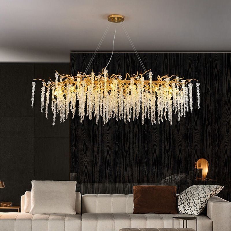 Suspension nordique en verre G9 avec branches dorées