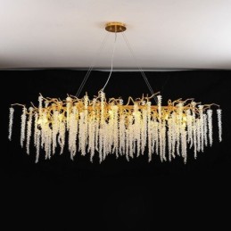 Suspension nordique en verre G9 avec branches dorées
