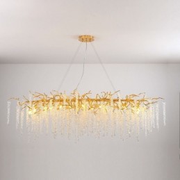 Suspension nordique en verre G9 avec branches dorées