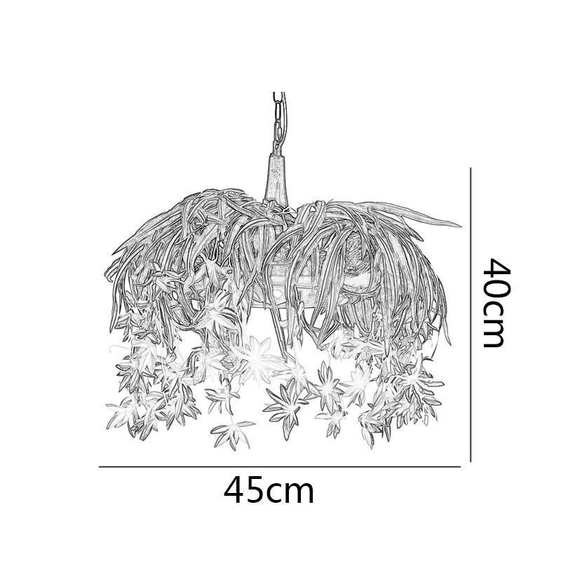 Lampe suspendue de style industriel avec lustre décoré de plantes artificielles
