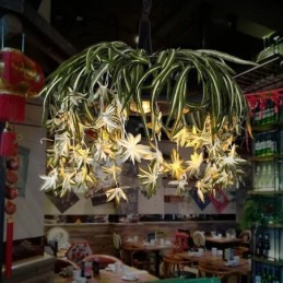 Lampe suspendue de style industriel avec lustre décoré de plantes artificielles
