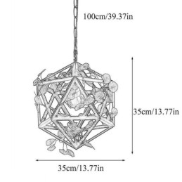 Suspension industrielle vintage en fer avec cage à oiseaux