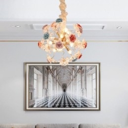 Lustre suspendu décoratif en cristal moderne avec fleurs